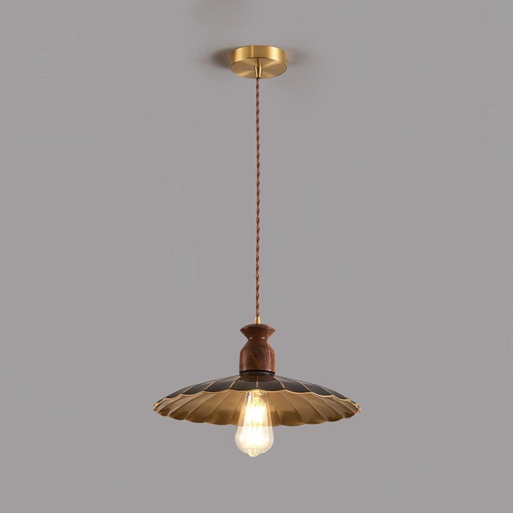 Brass & Wood Adjustable Pendant Light – Rustic Industrial Hanging Lamp