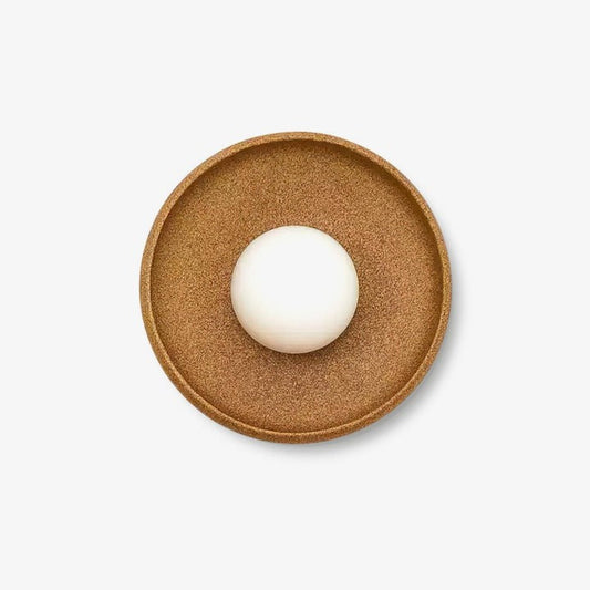 Brown Ceramic Round Wall Sconce with White Glass Globe