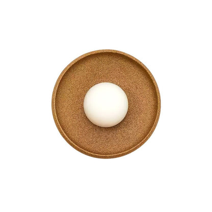 Brown Ceramic Round Wall Sconce with White Glass Globe