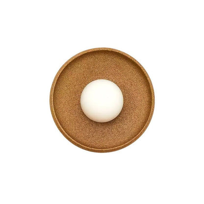 Brown Ceramic Round Wall Sconce with White Glass Globe