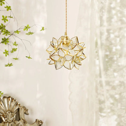 Capiz Flower Sphere Pendant Light