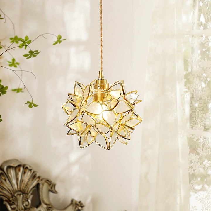 Capiz Flower Sphere Pendant Light