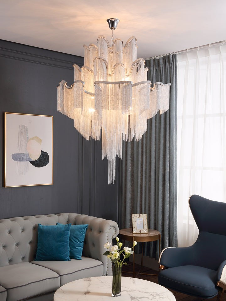 Cascading Metal Chain Chandelier