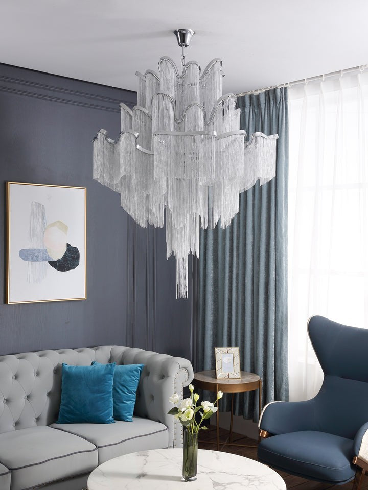 Cascading Metal Chain Chandelier