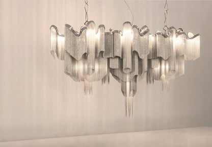 Cascading Metal Chain Chandelier