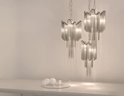 Cascading Metal Chain Chandelier