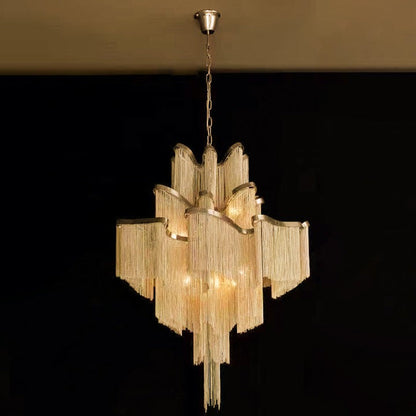 Cascading Metal Chain Chandelier