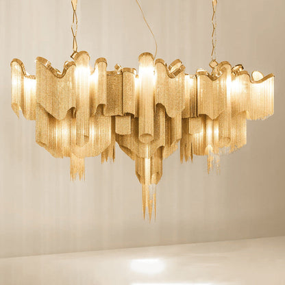 Cascading Metal Chain Chandelier