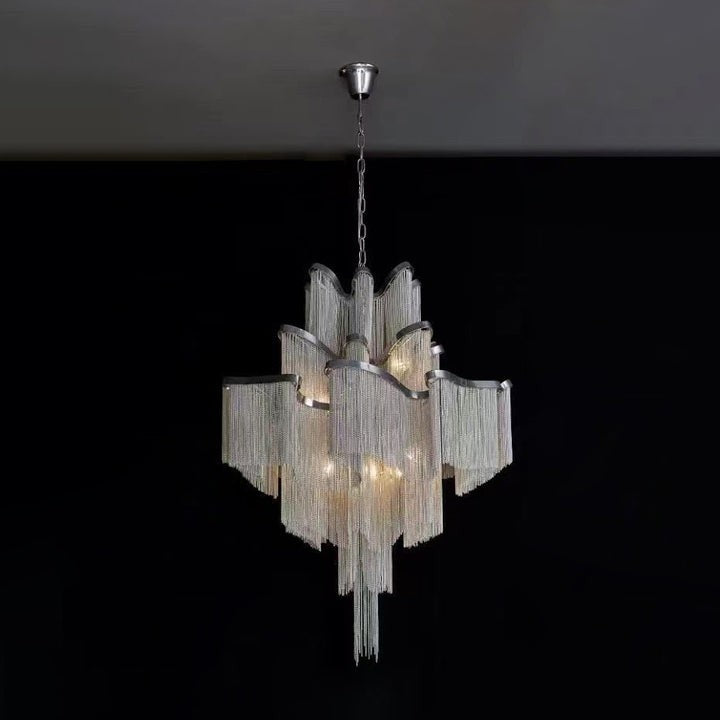 Cascading Metal Chain Chandelier
