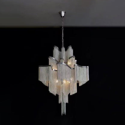 Cascading Metal Chain Chandelier