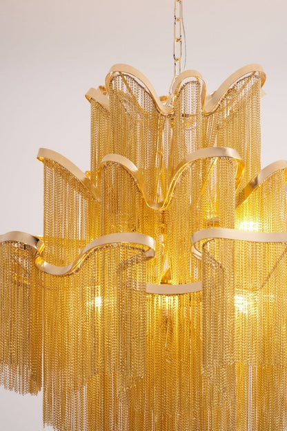 Cascading Metal Chain Chandelier