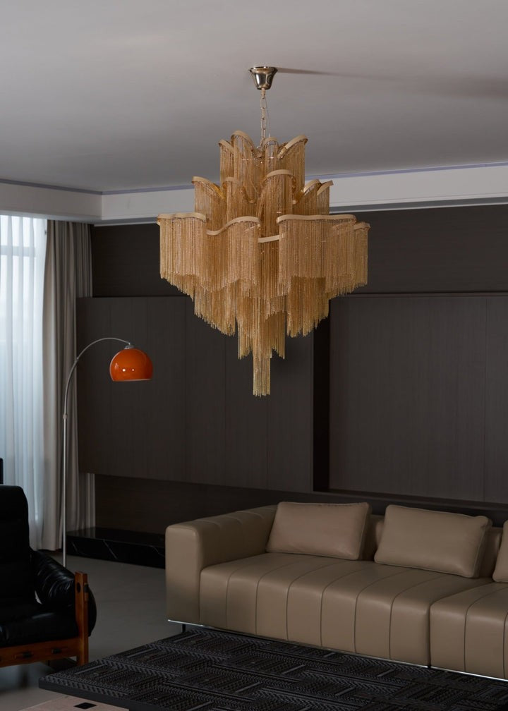 Cascading Metal Chain Chandelier