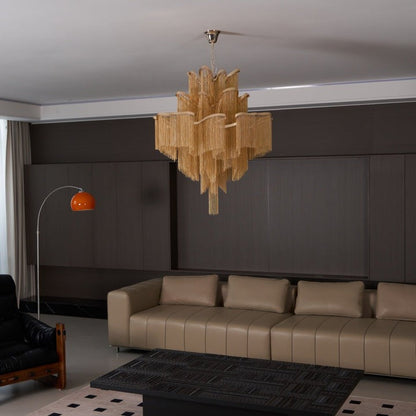 Cascading Metal Chain Chandelier