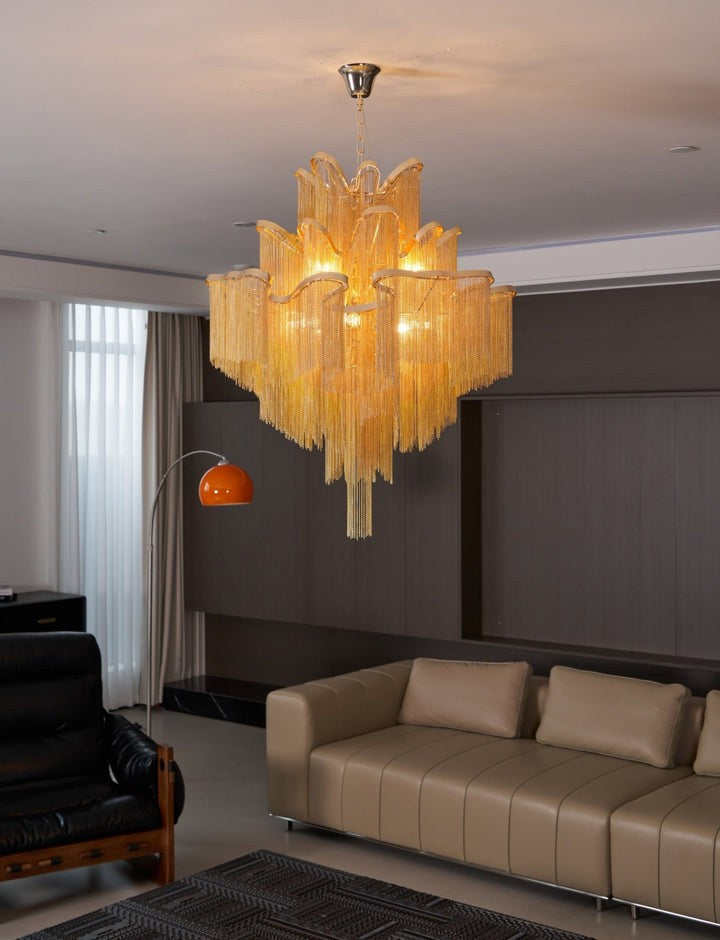 Cascading Metal Chain Chandelier