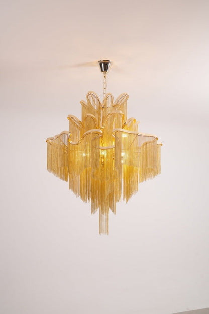Cascading Metal Chain Chandelier