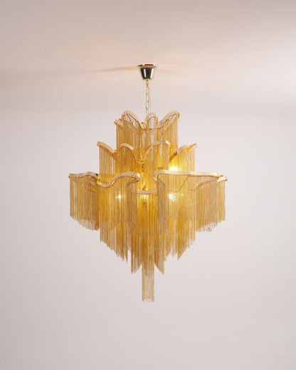 Cascading Metal Chain Chandelier
