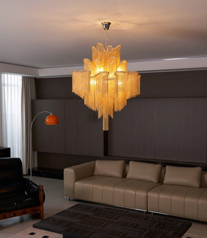 Cascading Metal Chain Chandelier