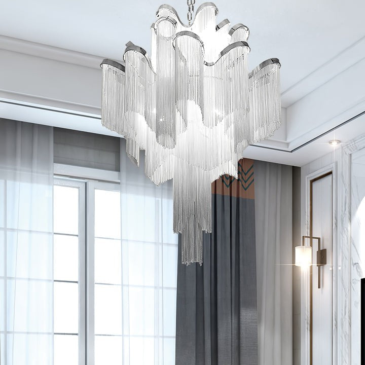 Cascading Metal Chain Chandelier
