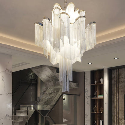 Cascading Metal Chain Chandelier