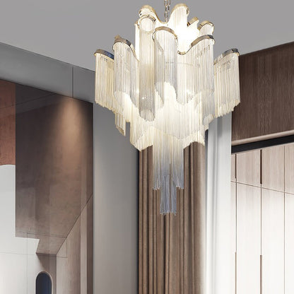 Cascading Metal Chain Chandelier
