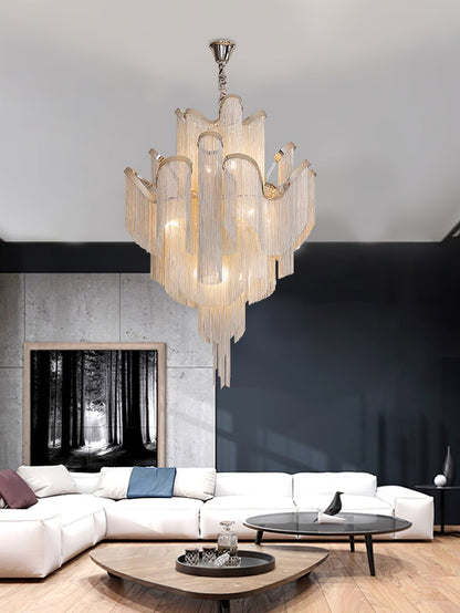 Cascading Metal Chain Chandelier