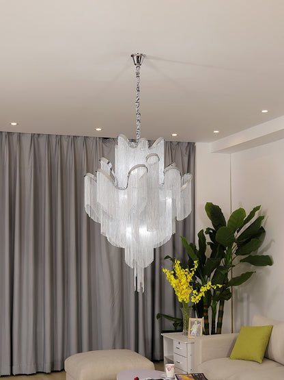 Cascading Metal Chain Chandelier