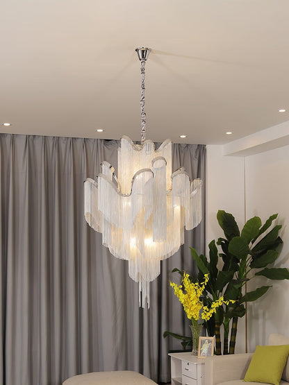 Cascading Metal Chain Chandelier