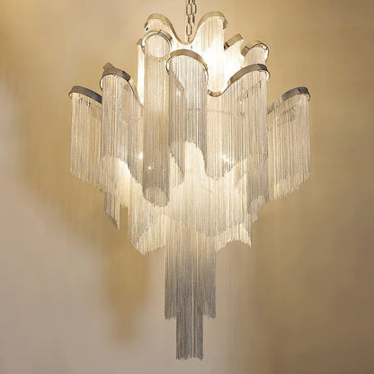 Cascading Metal Chain Chandelier