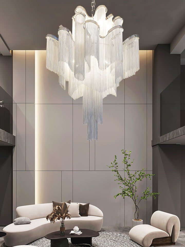 Cascading Metal Chain Chandelier