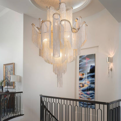 Cascading Metal Chain Chandelier