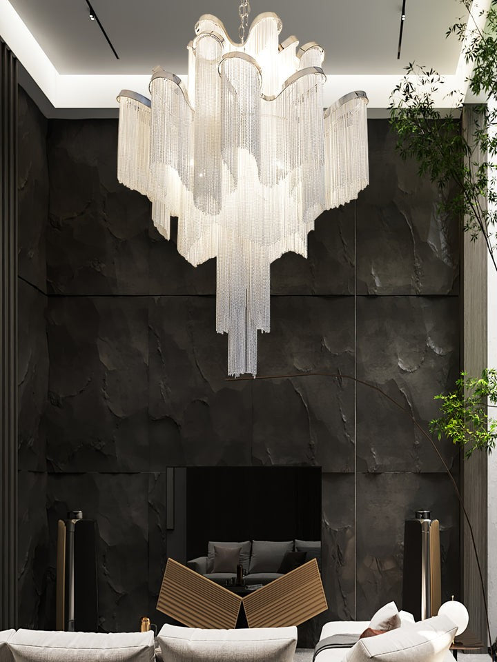 Cascading Metal Chain Chandelier