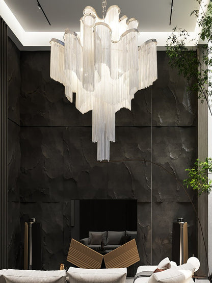 Cascading Metal Chain Chandelier