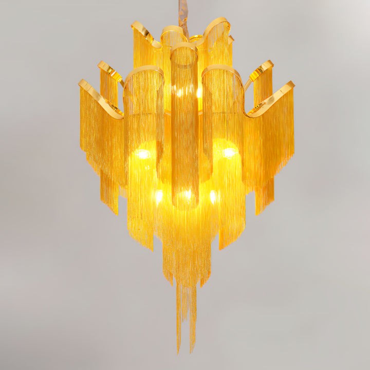 Cascading Metal Chain Chandelier