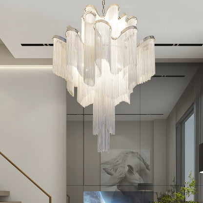 Cascading Metal Chain Chandelier