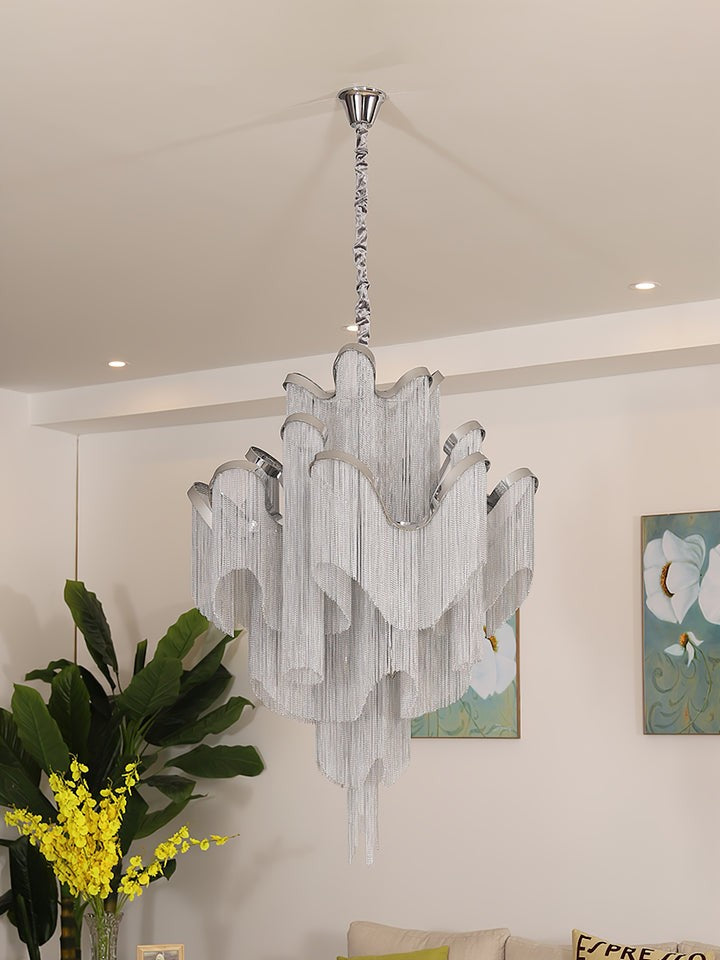 Cascading Metal Chain Chandelier