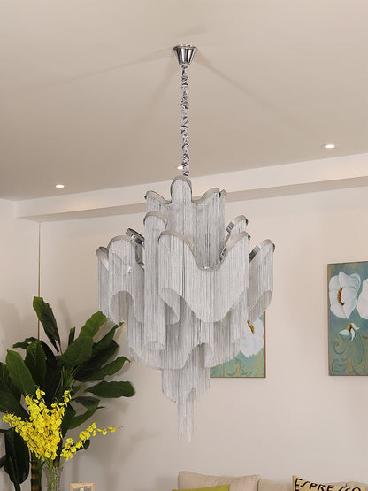Cascading Metal Chain Chandelier