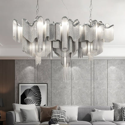Cascading Metal Chain Chandelier