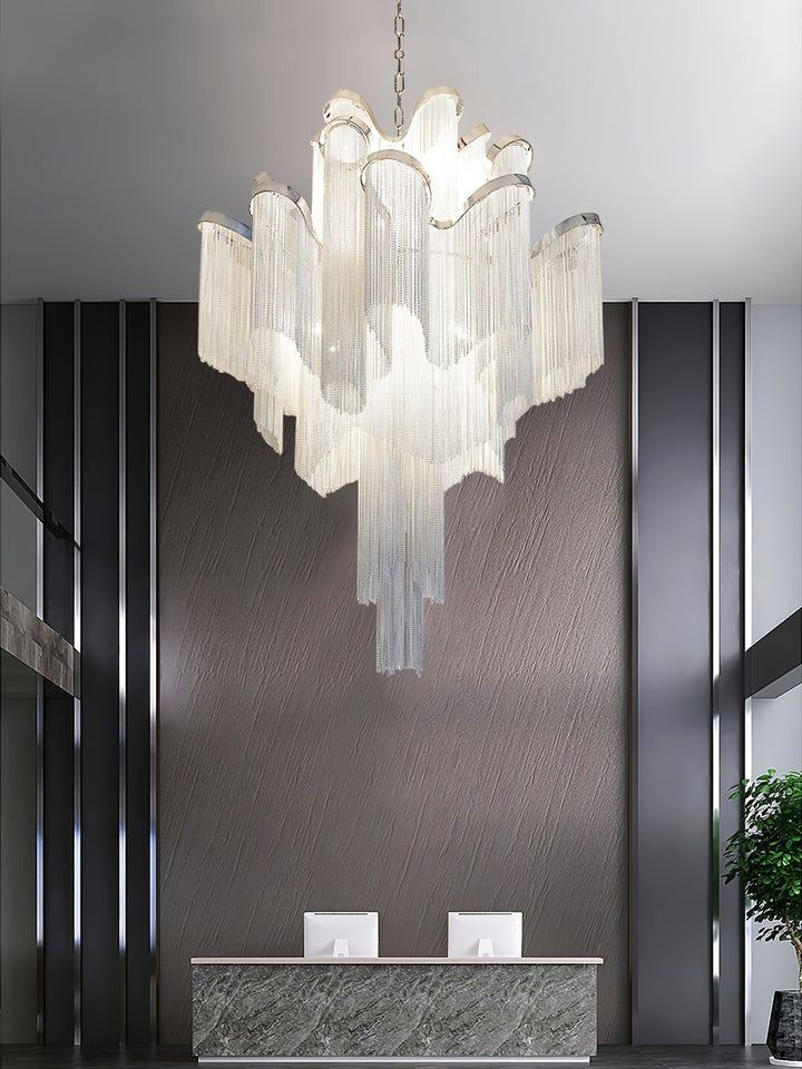 Cascading Metal Chain Chandelier