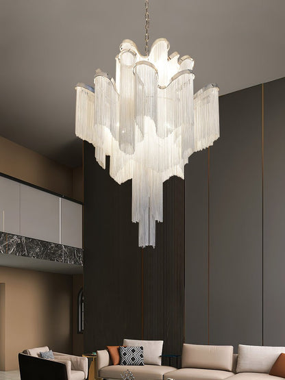 Cascading Metal Chain Chandelier