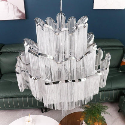 Cascading Metal Chain Chandelier