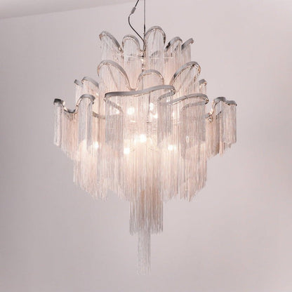 Cascading Metal Chain Chandelier