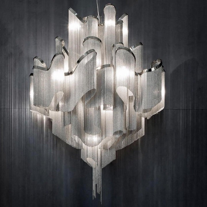 Cascading Metal Chain Chandelier