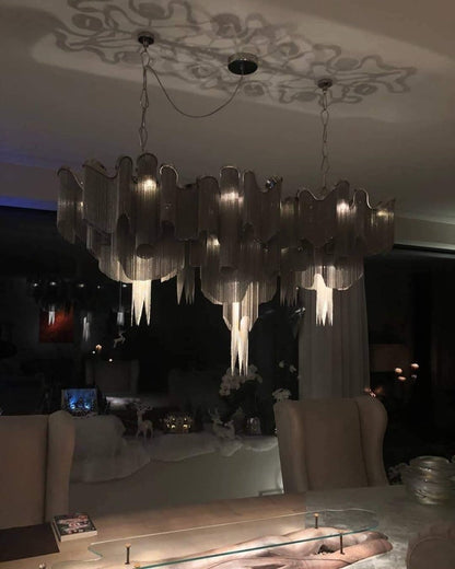 Cascading Metal Chain Chandelier