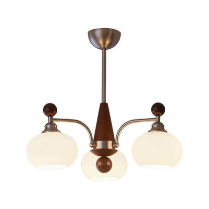 Celestial Walnut and Opal Globe Chandelier