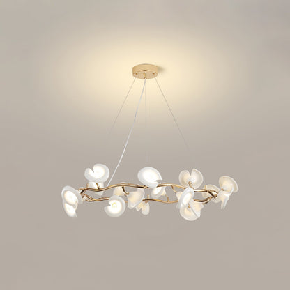 Ceramic Blossom Petal Chandelier – Floral-Inspired Ceiling Light