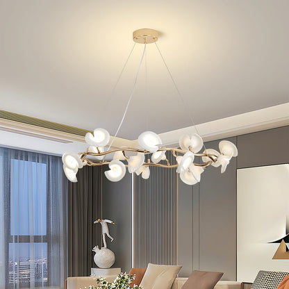 Ceramic Blossom Petal Chandelier – Floral-Inspired Ceiling Light