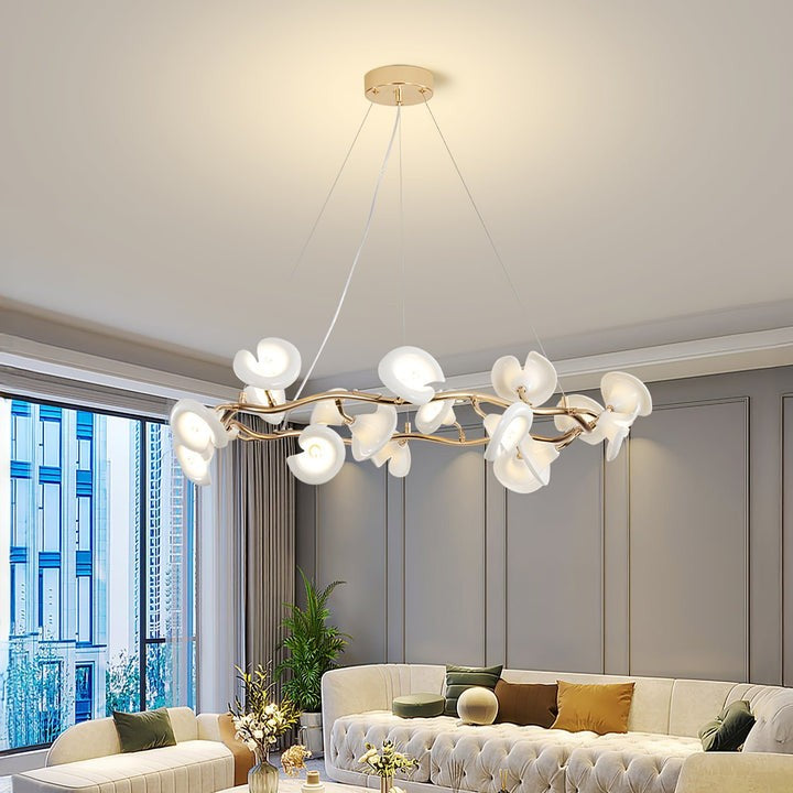 Ceramic Blossom Petal Chandelier – Floral-Inspired Ceiling Light