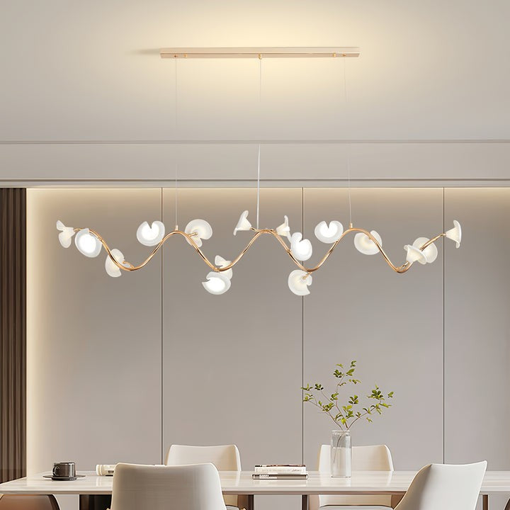 Ceramic Blossom Petal Chandelier – Floral-Inspired Ceiling Light