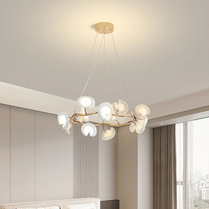 Ceramic Blossom Petal Chandelier – Floral-Inspired Ceiling Light