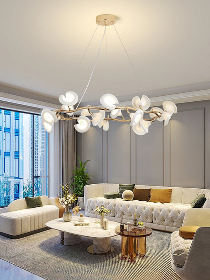 Ceramic Blossom Petal Chandelier – Floral-Inspired Ceiling Light